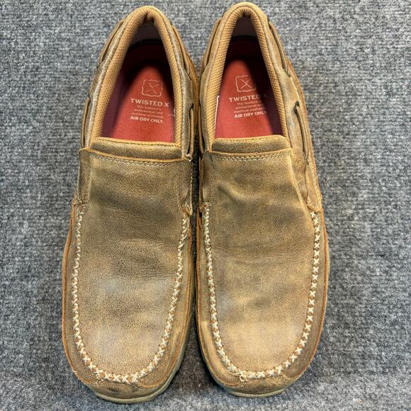 Twisted X Brown Leather Steel Toe Slip On Work Shoes Loafers Men Size 10 M main image 9
